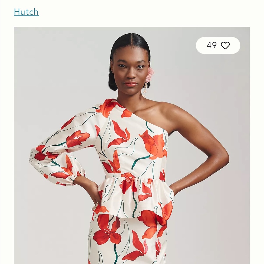 Kentucky Derby Ready! Floral Off-Shoulder Dress with Red hat
